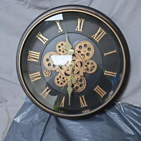 WALL CLOCK BLACK WITH GOLD