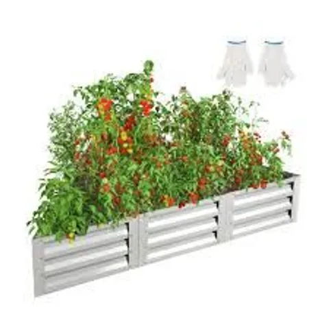 COSTWAY SILVER TRIANGULAR GALVANIZED RAISED GARDEN BED 6 PACK