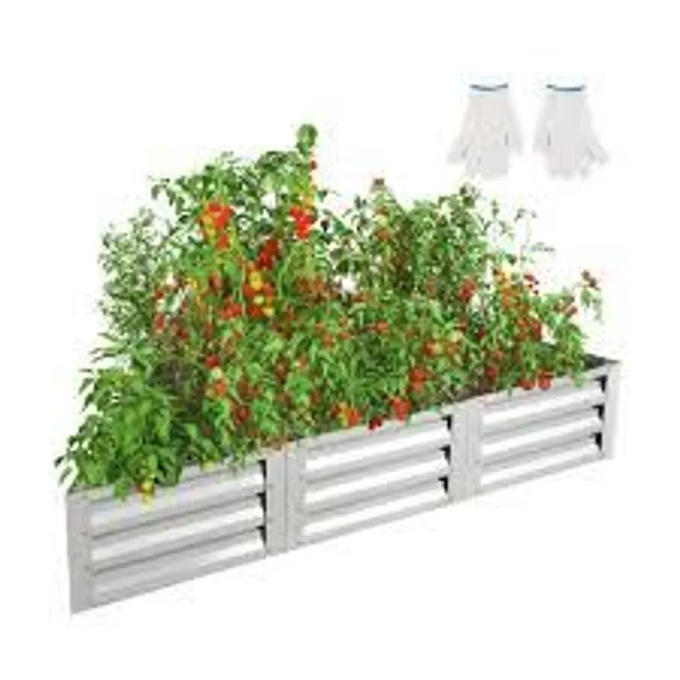 COSTWAY SILVER TRIANGULAR GALVANIZED RAISED GARDEN BED 6 PACK