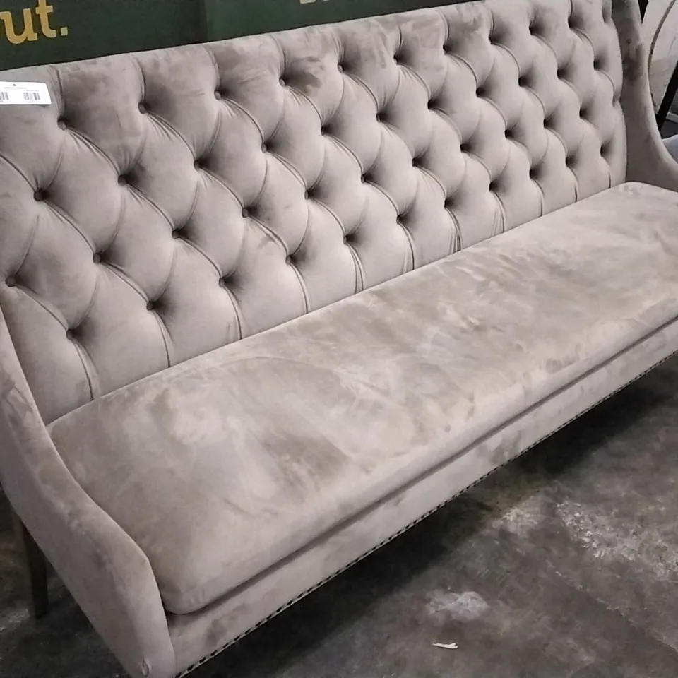 DESIGNER MINK PLUSH VELVET PILLOWED AND STUDDED BENCH