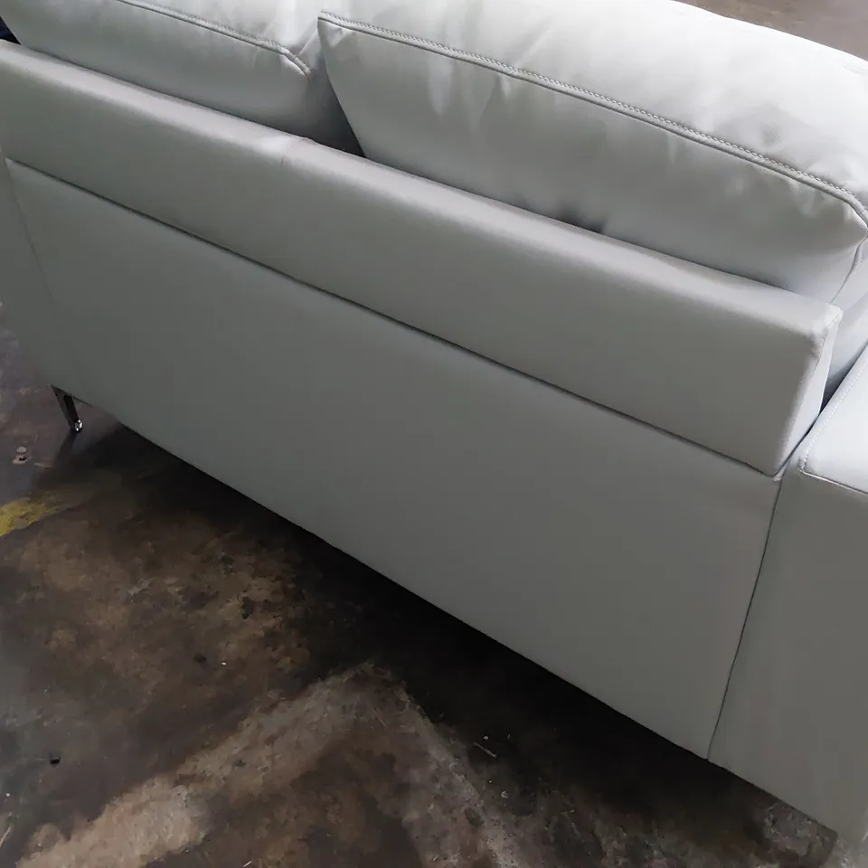 DESIGNER TWO SEATER SOFA WHITE LEATHER 