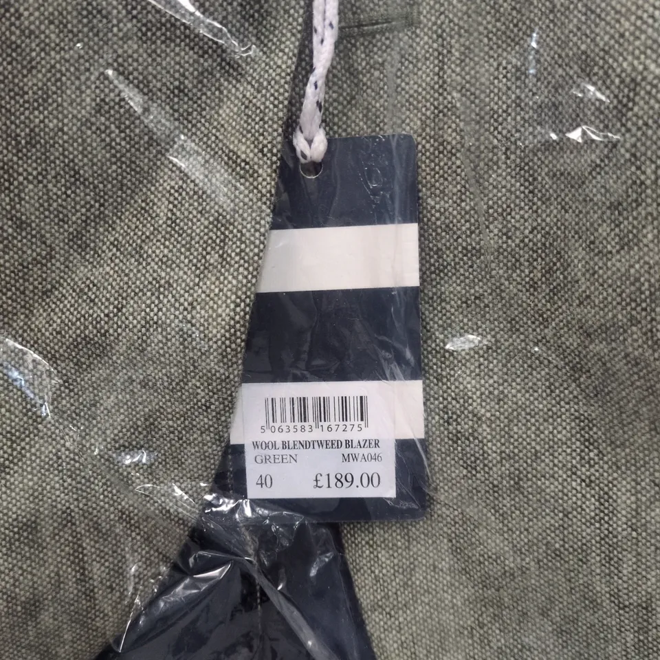 CREW CLOTHING COMPANY BLAZER SIZE 40 WOOL GREEN BAGGED