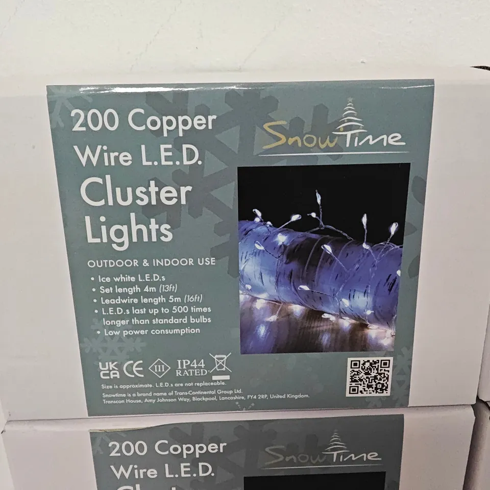 LOT OF 8 SNOWTIME 200 COPPER WIRE LED CLUSTER LIGHTS