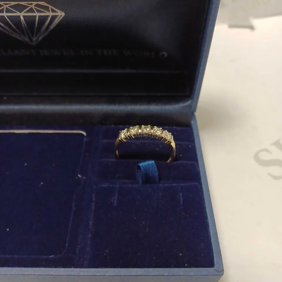 MOISSANITE 9CT YELLOW GOLD 1 CARAT MOISSANITE 5 STONE ETERNITY RING - SIZE Y RRP £499