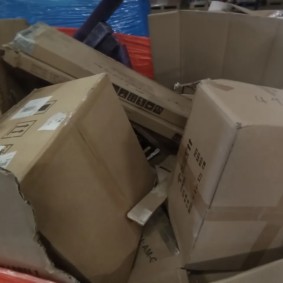 PALLET OF ASSORTED ITEMS INCLUDING STOREMIC TOILET SEAT, LIGHT SHADE, CUSTOM SABER, COLLAPSIBLE DRYING RACK, SELFIE RING LIGHT, DANCE GAME MAT