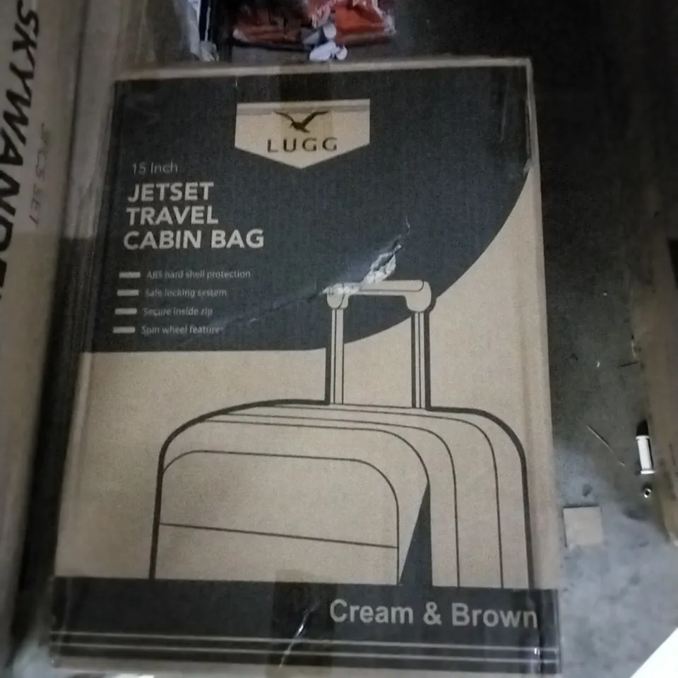 BOXED LUGG 15INCH JETSET TRAVEL BAG - CREAM & BROWN 