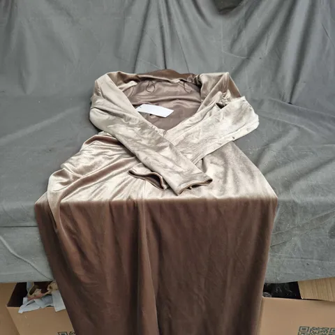ZARA SATIN WRAP GARMENT – BROWN, SIZE XL