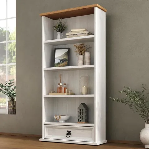 Boxed 103CM H x 52CM W SOLID WOOD STANDARD BOOKCASE
