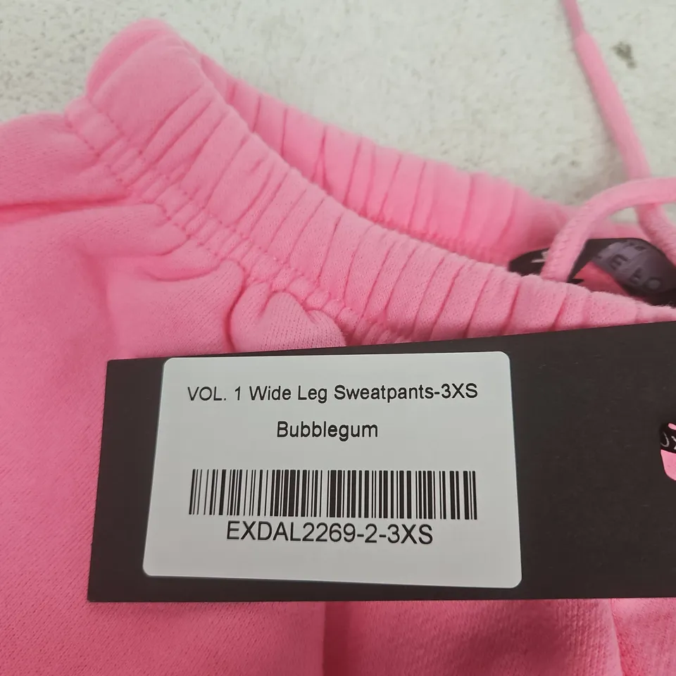 WHITE FOX WIDE LEG SWEATPANTS – BUBBLEGUM PINK, 3XS