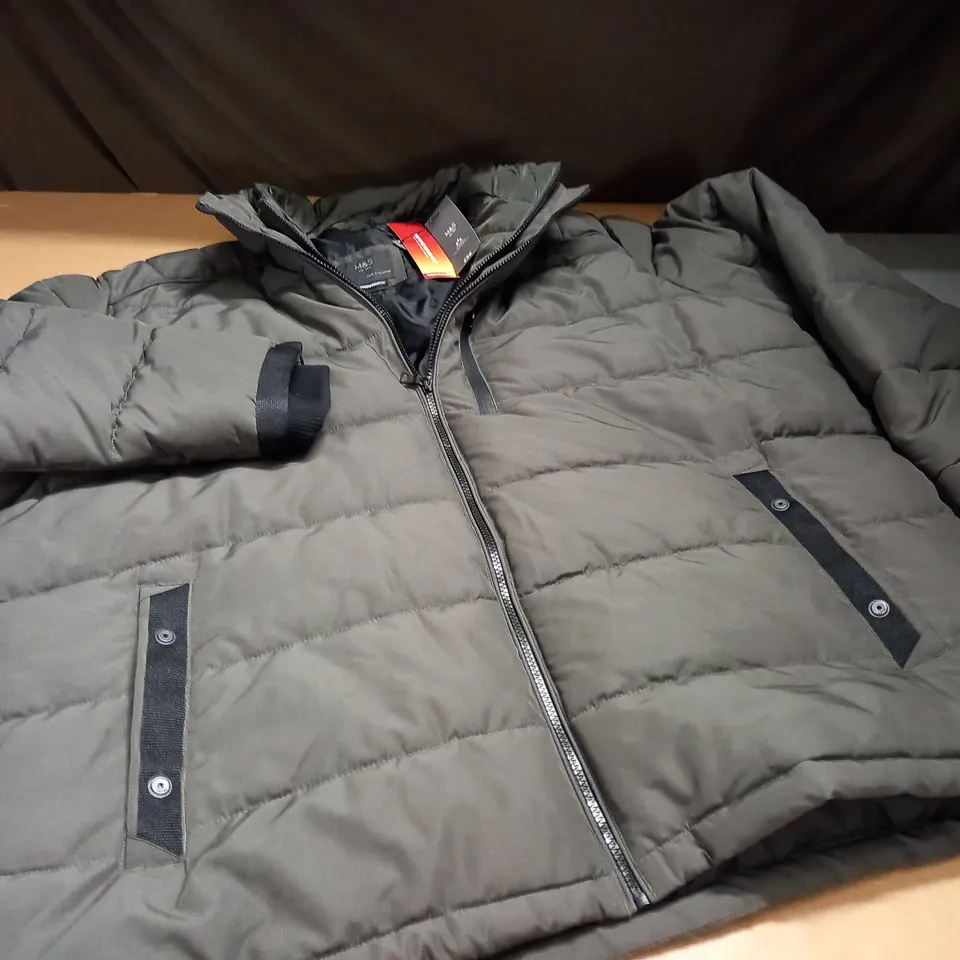 M&S THERMOWARMTH GREEN COAT - 4XL