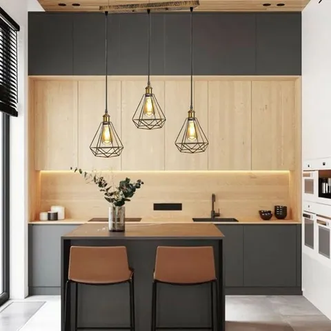 BOXED GAMADA 3-LIGHT KITCHEN ISLAND GEOMETRIC PENDANT 