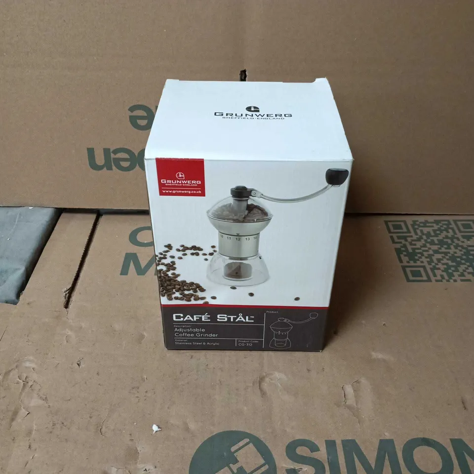 GRUNWERG CAFE STAL ADJUSTABLE COFFEE GRINDER BOXED