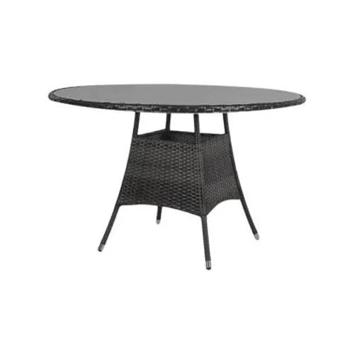 BOXED 135CM PATIO ROUND RATTAN DINING TABLE FOR 6 PEOPLE - GREY (2 BOXES)