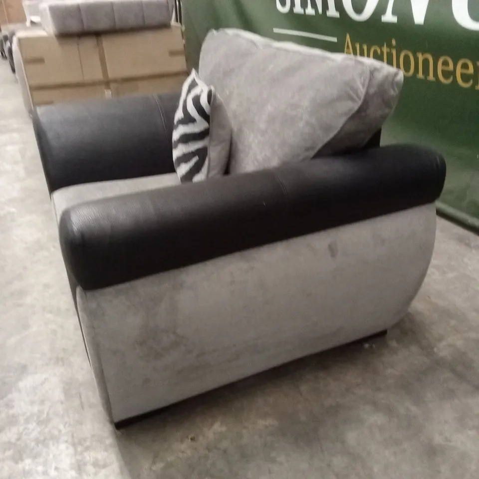 NOVA FABRIC/FAUX LEATHER ARMCHAIR - GREY/BLACK RRP £499