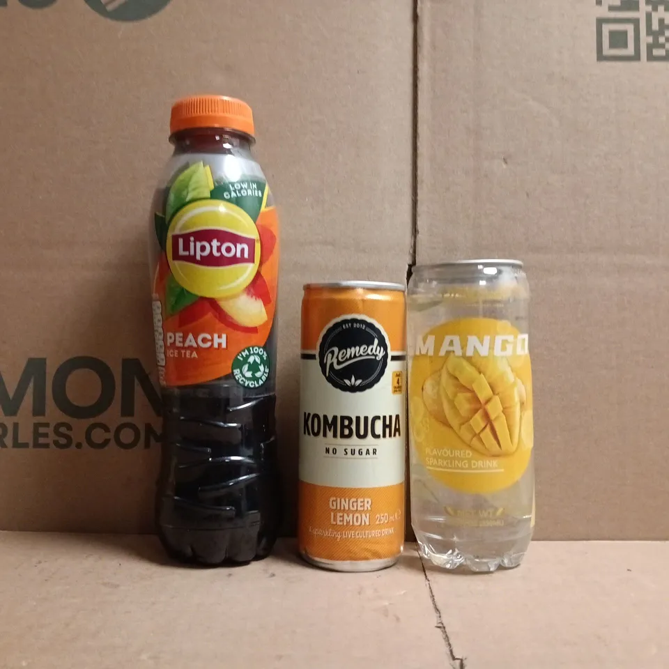 APPROXIMATELY 10 ASSORTED FOOD AND DRINK ITEMS TO INCLUDE LIPTON, KOMBUCHA, ETC