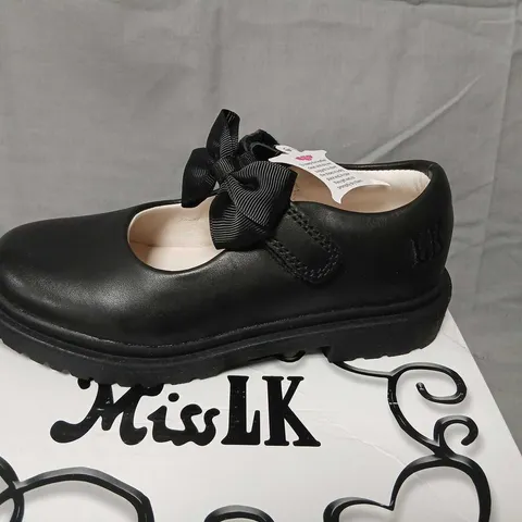 MISS LK GIRLS' BLACK LEATHER MARY JANE SHOES WITH BOW – SIZE 29