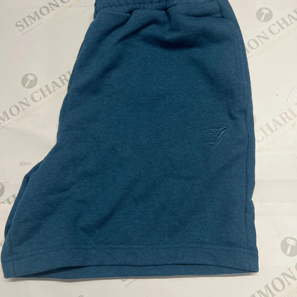 GYMSHARK FLEECE SHORTS IN BLUE SIZE S