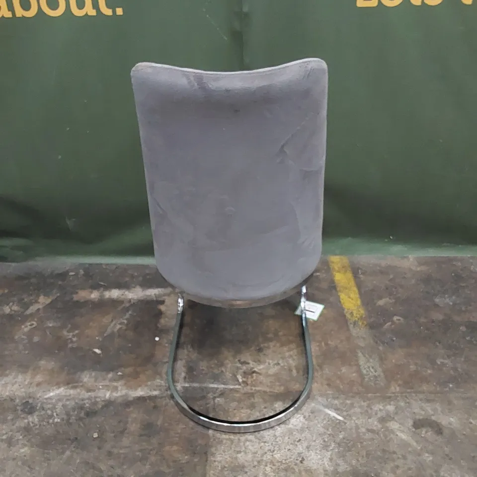 DESIGNER GREY VELVET DINING CHAIR 