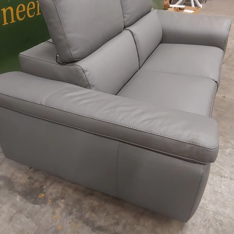 QUALITY DESIGNER ITALIAN MADE FLAVIO 2-SEATER ELECTRIC 2-MECHANISM SOFA IN GREY ANTHRACITE LEATHER