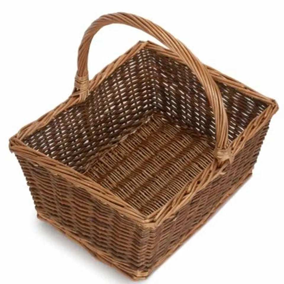 BOXED WOVEN WICKER LAUNDRY BASKET WITH HANDLES (1 BOX)