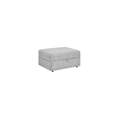 BOXED OAK FURNITURE LAND MALVERN STORAGE FOOTSTOOL IN SILVER FABRIC