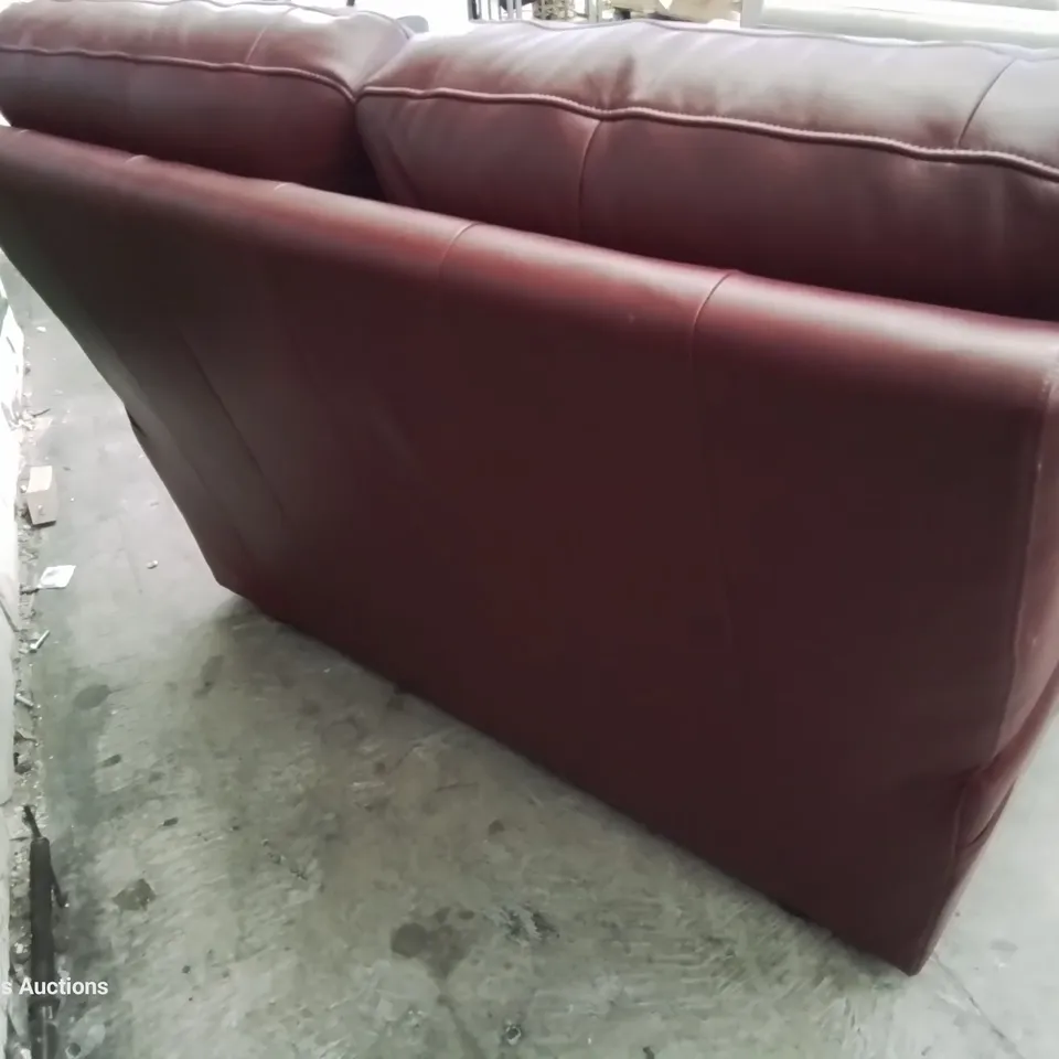 QUALITY BRITISH DESIGNER & MANUFACTURED G PLAN SEATTLE TWO SEATER SOFA CAPRI CLARET LEATHER 