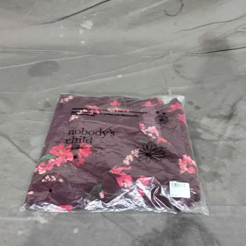 NOBODY'S CHILD MILA HALLIE FLORAL MIDI DRESS - BURGUNDY, UK 12