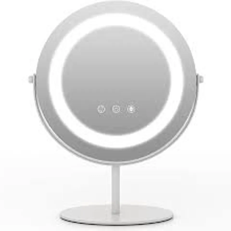 BOXED COSTWAY MAKEUP MIRROR WITH 3 COLOR LED LIGHT, 360° ROTATION, SMART CONTROL TOUCH AND MEMORY FUNCTION - WHITE (1 BOX)