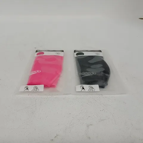 SET OF 2 SPEEDO LONG HAIR CAPS BLACK + PINK