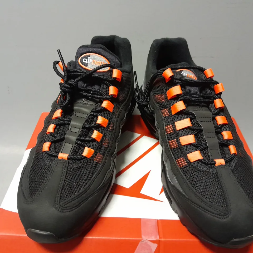 BOXED PAIR OF NIKA AIR MAX 95 IN BLACK/ORANGE - UK 10.5