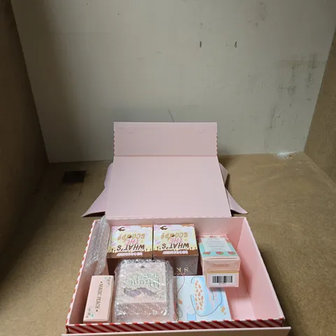 PLOUISE PINK GIFT BOX WITH BOW – ASSORTED BATH & BEAUTY ITEMS