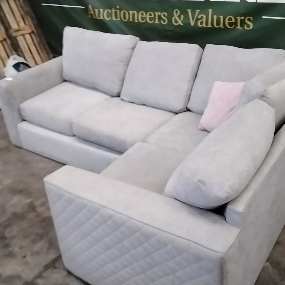 QUALITY DESIGNER SANDY BEIGE FABRIC L SHAPE CORNER SOFA