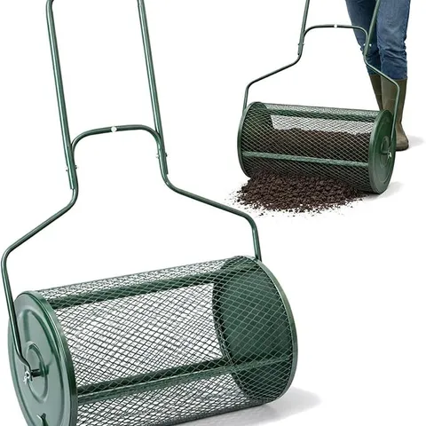 BOXED HEAVY DUTY 72L GARDEN LAWN COMPOST SPREADER FERTILISER MANURE ROLLER