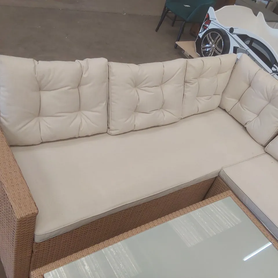 FURNITUREBOX MARBELLA BEIGE RATTAN 9 SEAT SOFA GARDEN DINING SET