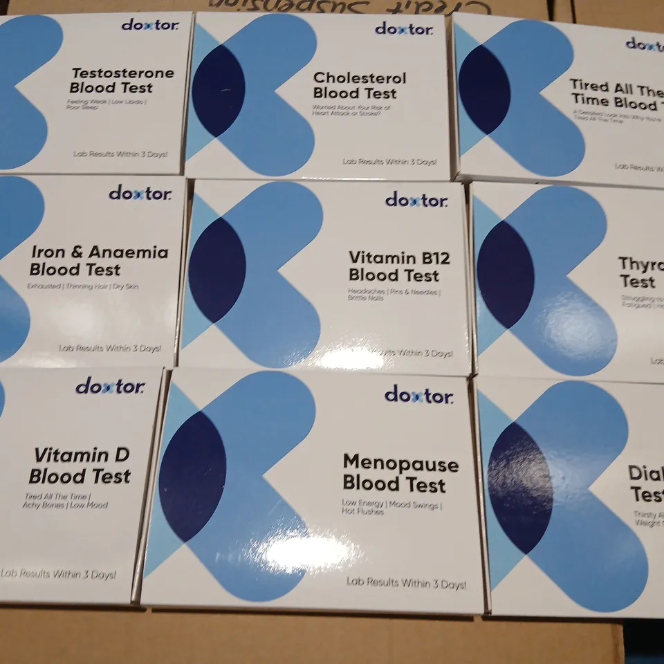 PALLET OF APPROXIMATELY 200 ASSORTED DOXTOR BLOOD TESTING KITS 