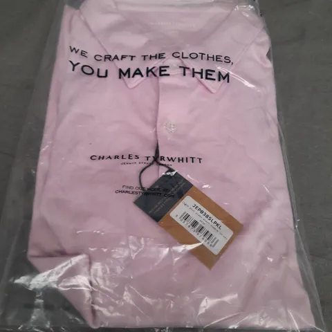 CHARLES TYRWHITT LIGHT PINK SHORT SLEEVE JERSEY SIZE L