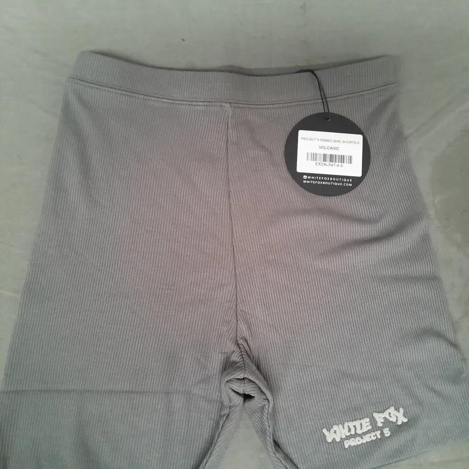 WHITE FOX PROJECT 5 RIBBED BIKE SHORTS IN VOLCANIC GREY SIZE SMALL