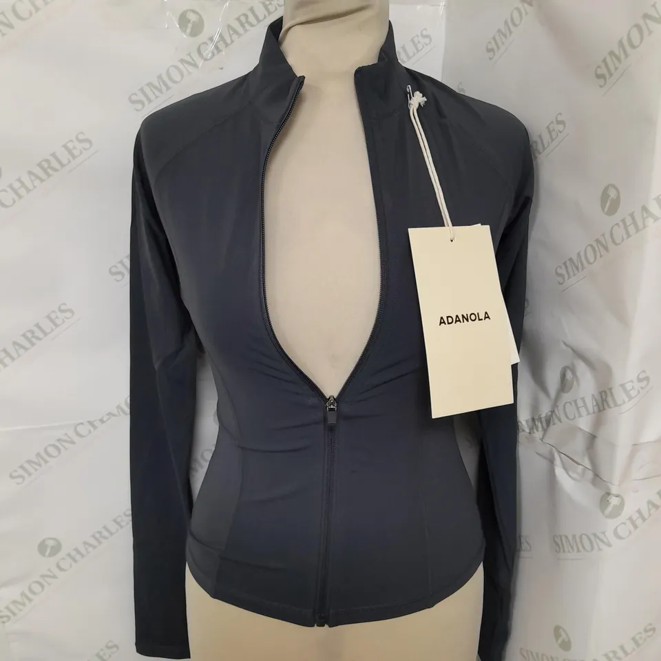 ADANOLA ULTIMATE LONG SLEEVE ZIP UP TOP IN MIDNIGHT BLE SIZE XS