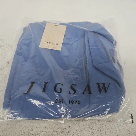 BAGGED JIGSAW LINEN PLEAT TAPERED TROUSERS IN BLUE - UK 10