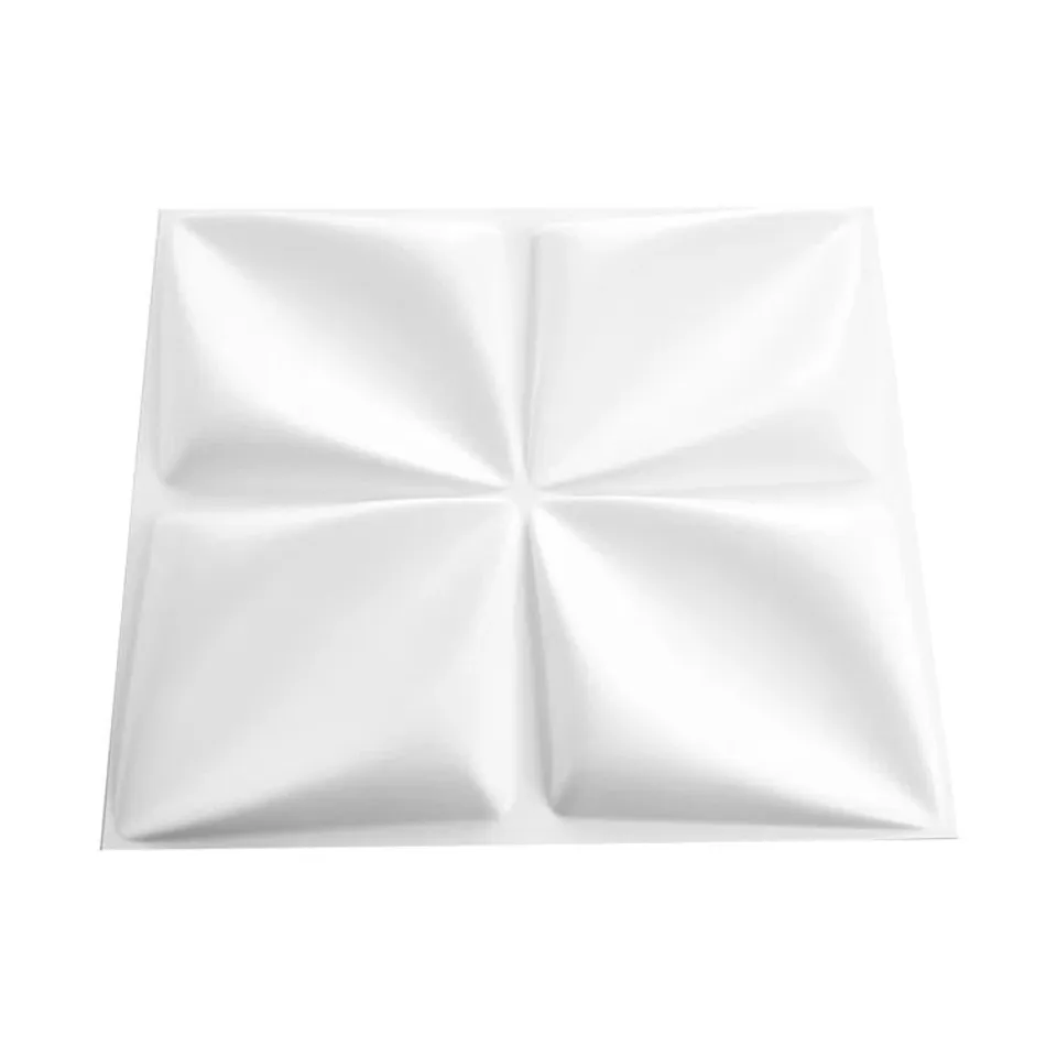 BOXED EILLEY 50CM X 50CM 3D WALL PANEL IN WHITE - PACK OF APPROXIMATELY 12 PIECES (1 BOX)