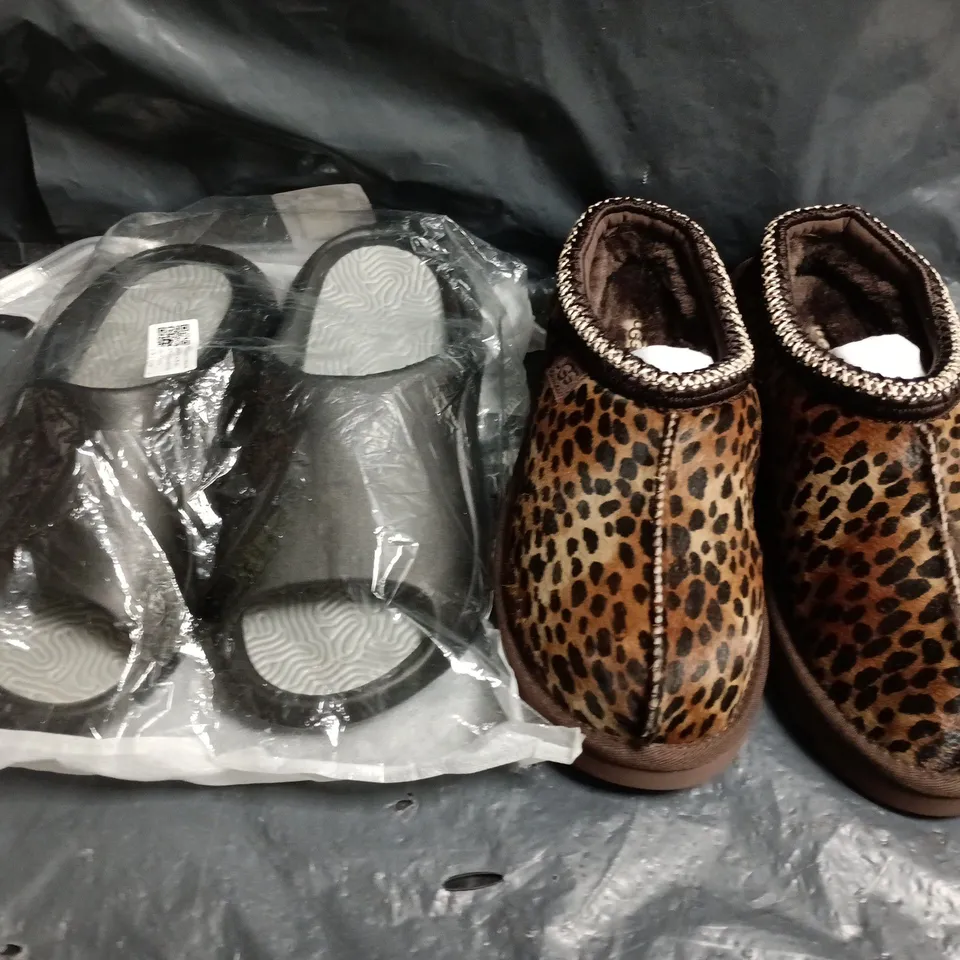 BOX OF APPROXIMATELY 12 ASSORTED PAIRS OF SHOES AND FOOTWEAR ITEMS IN VARIOUS COLOURS, STYLES, AND SIZES - COLLECTION ONLY