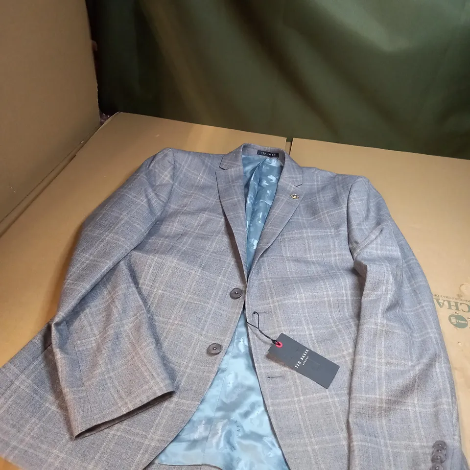 TED BAKER SLIM FIT GREY CHECK SUIT JACKET SIZE 40R 