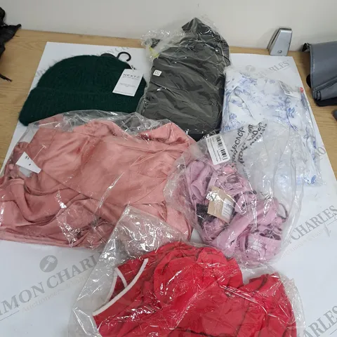BOX OF ASSORTED CLOTHING ITEMS TOO INCLUDE JUMPERS, SHIRTS AND TROUSERS IN VARIOUS SIZES AND COLOURS   