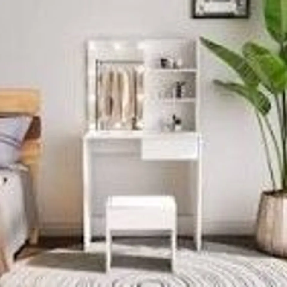 BOXED CLIPOP 2 DRAWER DRESSING TABLE WITH STOOL SGJTDR012WH-2