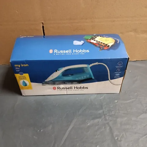 RUSSELL HOBBS MY IRON BLUE CERAMIC NON STICK SOLEPLATE BOXED