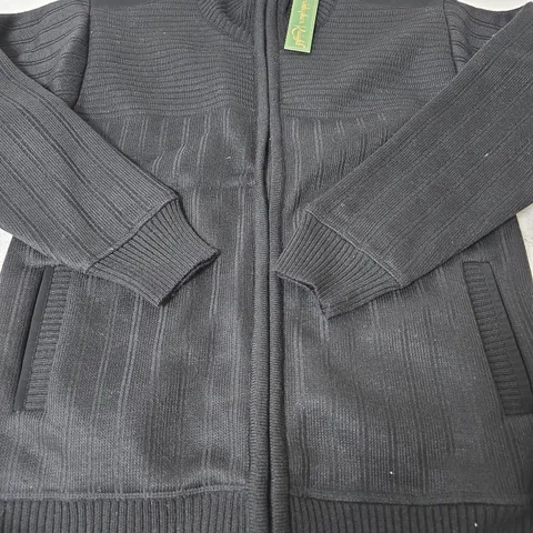 CHRISTOPHER KNIGHT ZIP UP KNITTED JACKET, BLACK - SIZE L