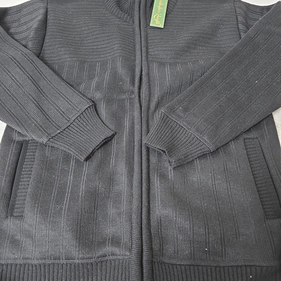 CHRISTOPHER KNIGHT ZIP UP KNITTED JACKET, BLACK - SIZE L