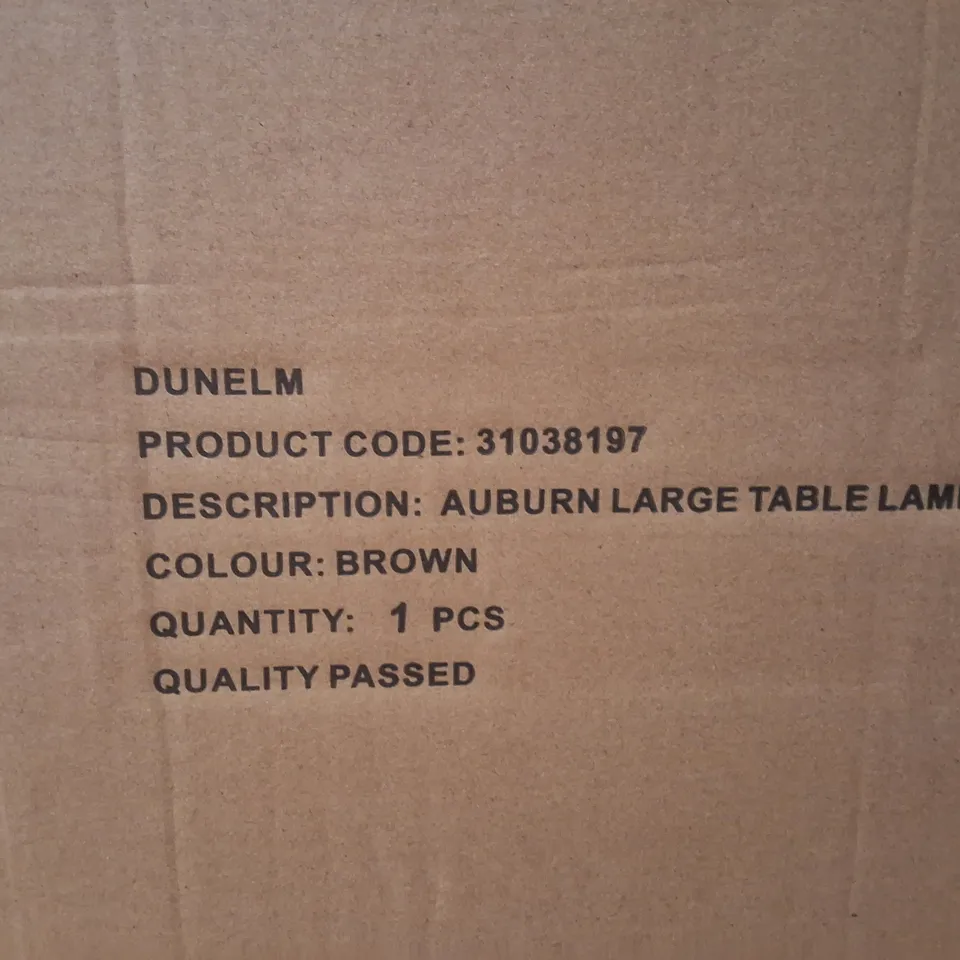 BOXED DUNELM AUBURN LARGE TABLE LAMP – BROWN