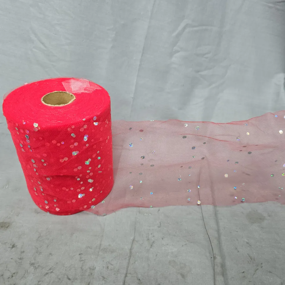 6 TULLE FABRIC ROLLS DECORATED WITH HOLOGRAPHIC SEQUINS IN VARIOUS COLOURS