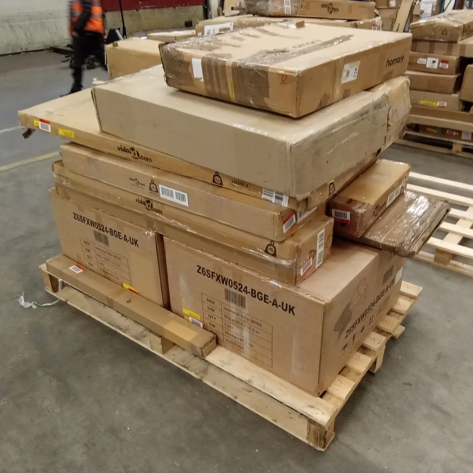 PALLET OF ASSORTED FLATPACK FURNITURE AND FLATPACK FURNITURE PARTS AND PIECES 
